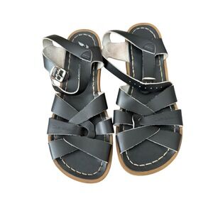 Salt Water Sandals Kids Original Black Leather Strappy Sandals Size 4 800-01